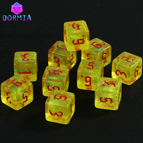 Dormia D6 Dice Custom Dice High Class Acrylic Colourful Ink Filling Fantasy Retro Font Style For DND Game Entertainment Supplies