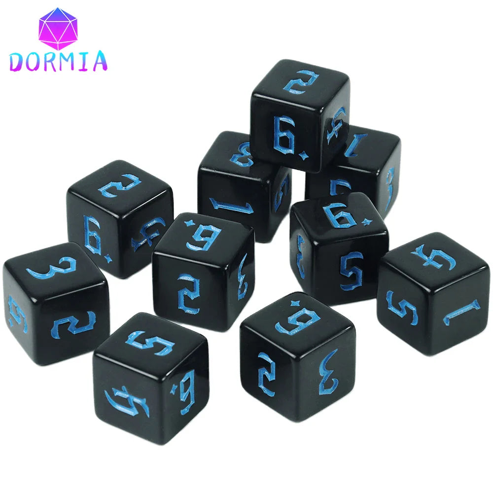 Dormia D6 Dice Custom Dice High Class Acrylic Colourful Ink Filling Fantasy Retro Font Style For DND Game Entertainment Supplies