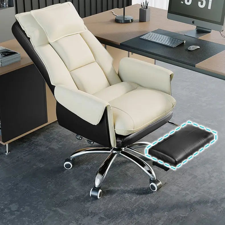 Double Backrest Office Chair Rotatable Adjustable Computer Sofa Chair Retractable Foot Rest Design Bedroom Study Desk Chair