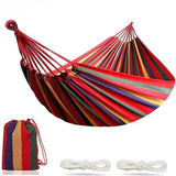 Double Hammock 2 Person Canvas Cotton Hammock with Tree Straps for Patio Garden Backyard Outdoor and Indoor (Red Sleeping Blue)