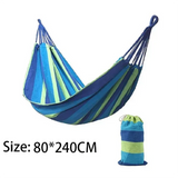 Double Hammock 2 Person Canvas Cotton Hammock with Tree Straps for Patio Garden Backyard Outdoor and Indoor (Red Sleeping Blue)