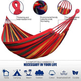 Double Hammock 2 Person Canvas Cotton Hammock with Tree Straps for Patio Garden Backyard Outdoor and Indoor (Red Sleeping Blue)