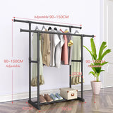 Double Pole Floor Balcony Drying Rack Folding Stainless Hotel Designer Clothes Hanger Minimalist Long Kledingrek Hall Furniture