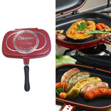 Double Sided BBQ Frying Pans Stainless Steel Steak Pans Cooking Accessories Cookware Non-Stick Baking Frying Pans