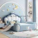 Double Solid Wood Children Beds Luxury Design Modern Loft Children Beds Toddler Floor Mueble Infantil Bedroom Furniture SR50CB