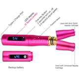 Dual Use Tattoo Machine Permanent Makeup Machine Wireless Rotary Tattoo Pen with 2 Head Dual Type Needles Interface