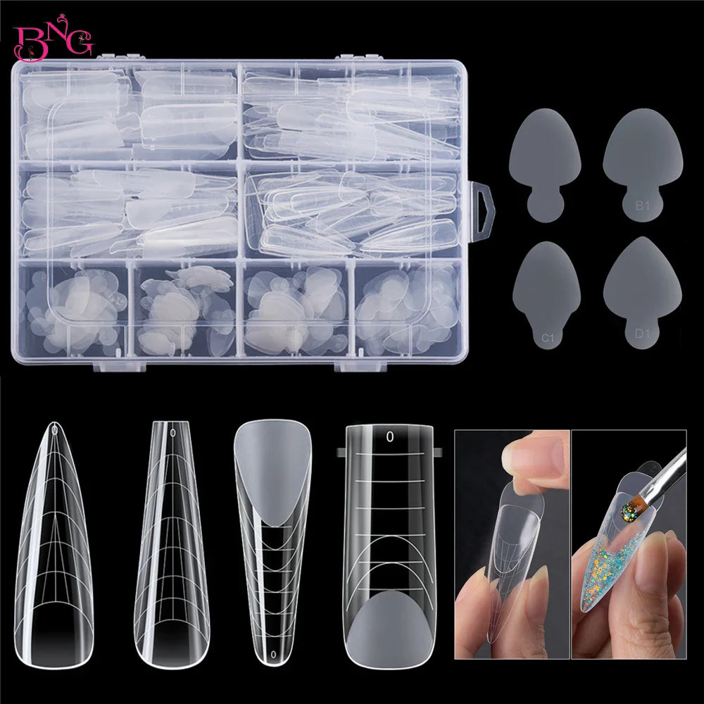 Duet System Dual Form Set Easily for French Manicure Square Almond Reuse Silicone Nail Sticker for Top Mold French Nail Art Tool