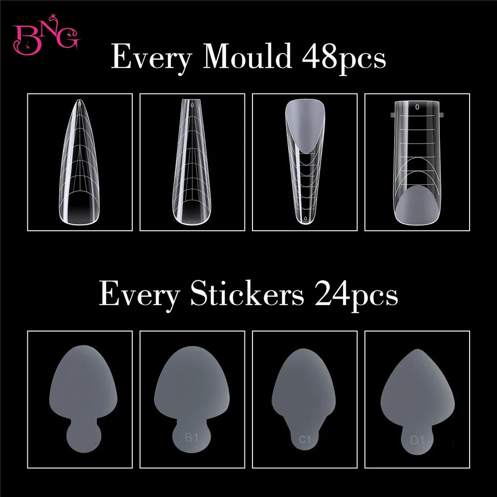 Duet System Dual Form Set Easily for French Manicure Square Almond Reuse Silicone Nail Sticker for Top Mold French Nail Art Tool