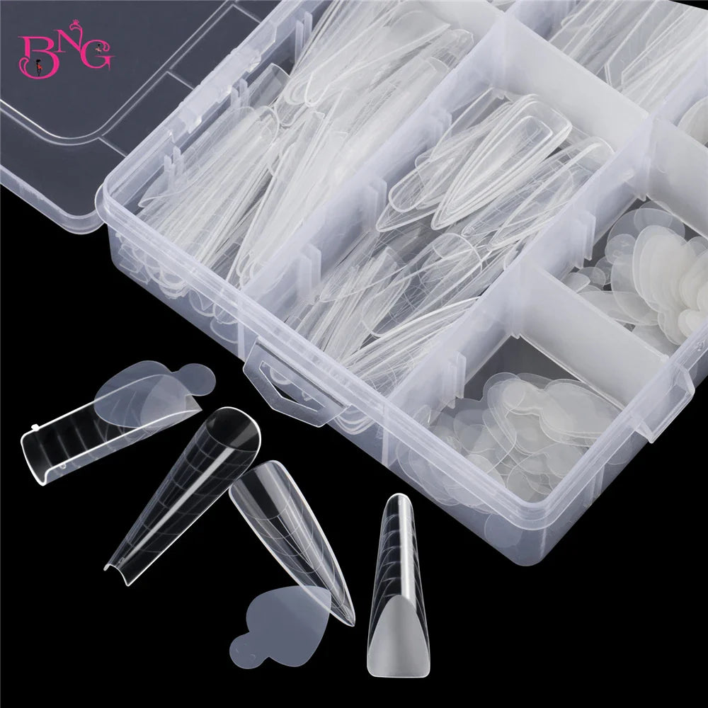 Duet System Dual Form Set Easily for French Manicure Square Almond Reuse Silicone Nail Sticker for Top Mold French Nail Art Tool