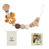 Dummy Clips Children Wood Pacifier Holder Clips Baby Teether Toys Straps Crochet Animal Pacifier Clips Baby Pacifier Chain