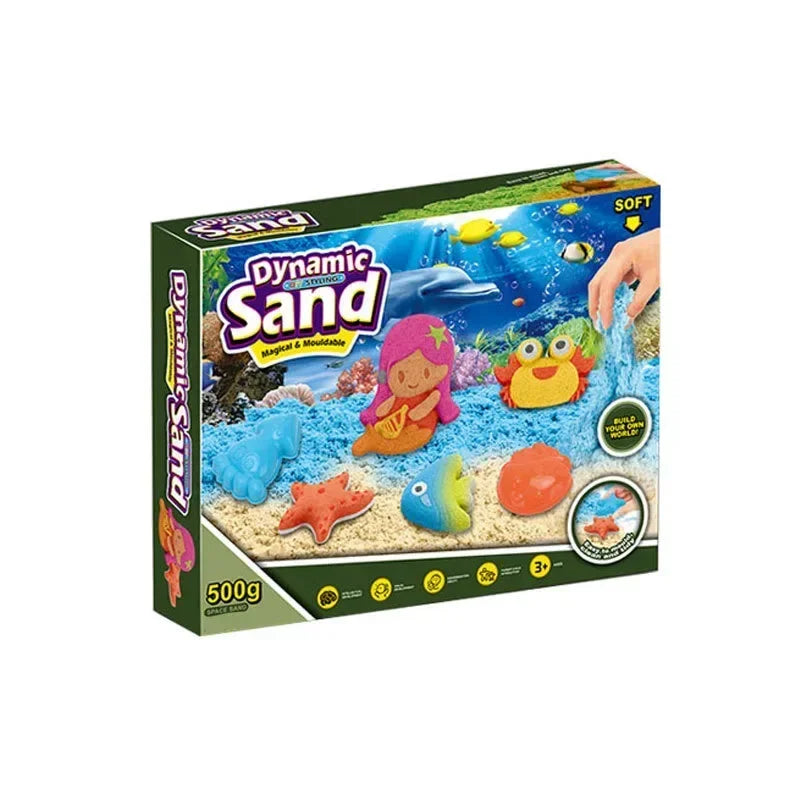 Dynamic Sand Magic Clay Beach Sand Colored Space Sand Educational Toy Mould Tools Hydrophobic Anti Stress Toys for Children