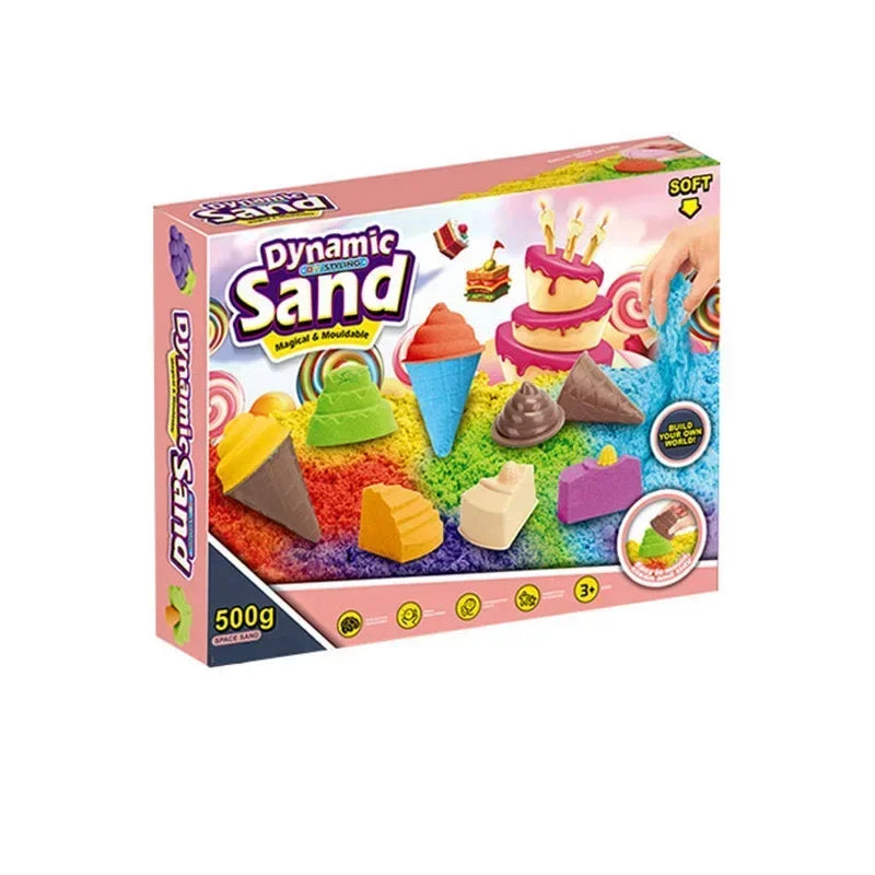 Dynamic Sand Magic Clay Educational Toy Colorful Beach Sand Space Sand DIY Mould Tools Hydrophobic Anti Stress Toys for Children