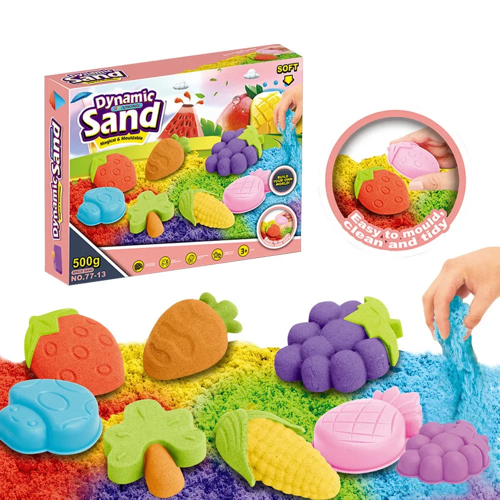 Dynamic Sand Magic Clay Educational Toy Colorful Beach Sand Space Sand DIY Mould Tools Hydrophobic Anti Stress Toys for Children