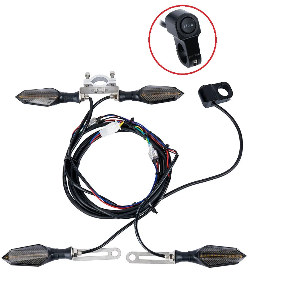 E bike 48V 60V Electric Bicycle Waterproof Cable Light Set Front Rear Flashing Dynamic Turn Signals Scooter Accessories Light