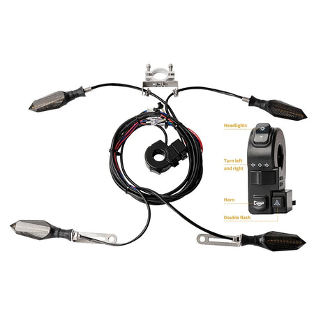 E bike 48V 60V Electric Bicycle Waterproof Cable Light Set Front Rear Flashing Dynamic Turn Signals Scooter Accessories Light