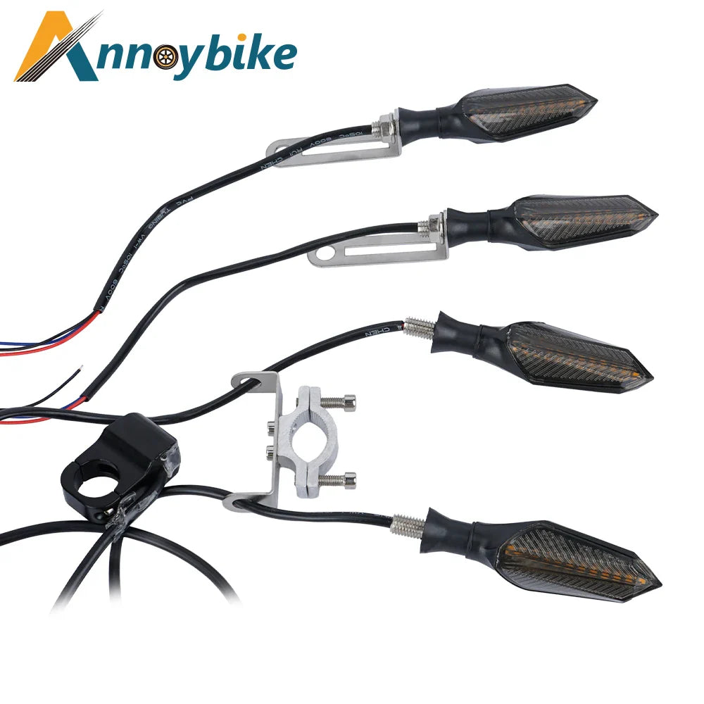 E bike 48V 60V Electric Bicycle Waterproof Cable Light Set Front Rear Flashing Dynamic Turn Signals Scooter Accessories Light