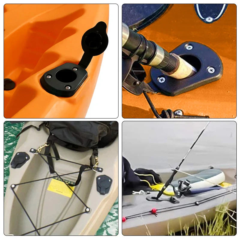 EGGORY 4 Pieces Kayak Boat Fishing Bracket Rack Flush Mount Fishing Rod Holder With Cap Gasket Rowing Boating Canoe Accessories