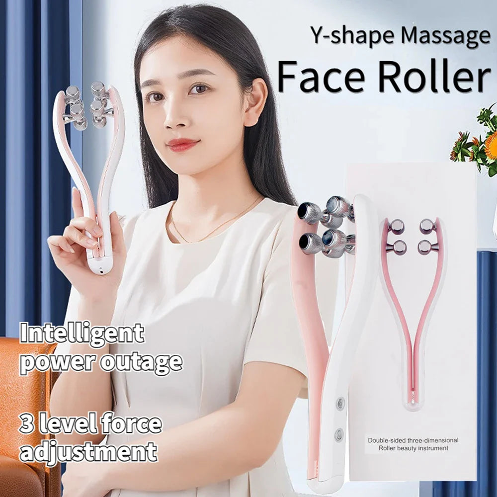 EMS Face Lifting Roller Y Shape Face Lifting Device V Face Shaped Facial Massager Facial Lift Up Belt Home Use Beauty Tool