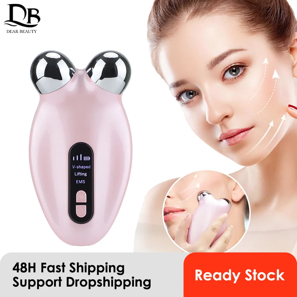 EMS Facial Massager Roller Microcurrent Face Lifting Machine V-Face Roller Massager Skin Rejuvenation Anti-Wrinkle Beauty Device