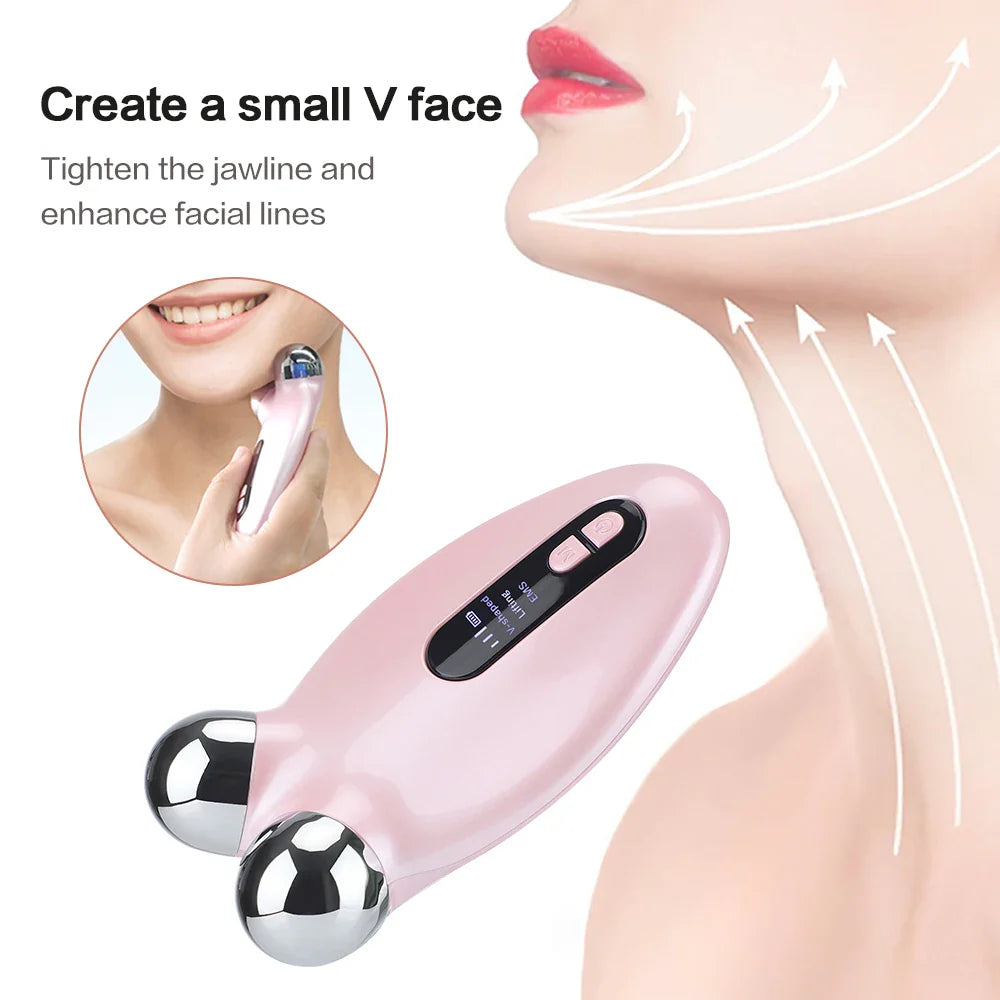 EMS Facial Massager Roller Microcurrent Face Lifting Machine V-Face Roller Massager Skin Rejuvenation Anti-Wrinkle Beauty Device