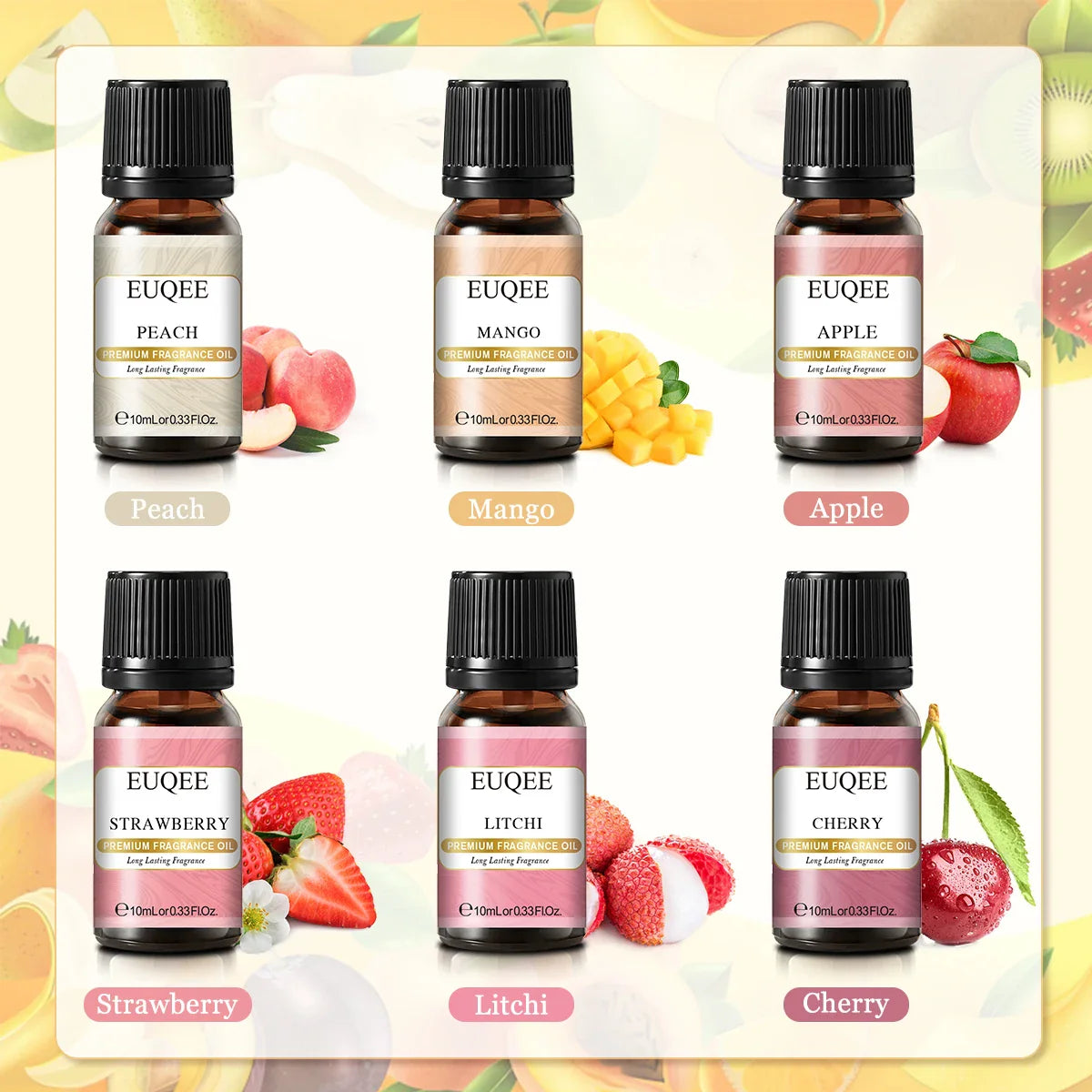 EUQEE 6pcs/set Fragrance Oil Gift Kit For Diffuser Coffee Bakery Harvest Spice Pumpkin Pie Forest Pine Sweet Fruit Aroma Oils