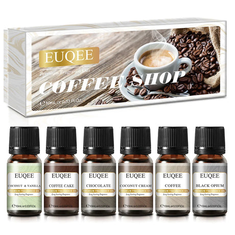 EUQEE 6pcs/set Fragrance Oil Gift Kit For Diffuser Coffee Bakery Harvest Spice Pumpkin Pie Forest Pine Sweet Fruit Aroma Oils