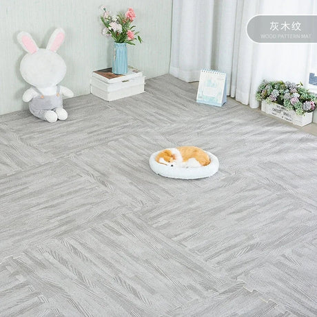 EVA Foam Floor Mat Interlocking Puzzle Tile Wooden Grain Kids Playmat for Yoga Gym Kids Game Tiles Bedroom Livingroom Soft Floor