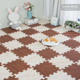 EVA Foam Floor Mat Interlocking Puzzle Tile Wooden Grain Kids Playmat for Yoga Gym Kids Game Tiles Bedroom Livingroom Soft Floor