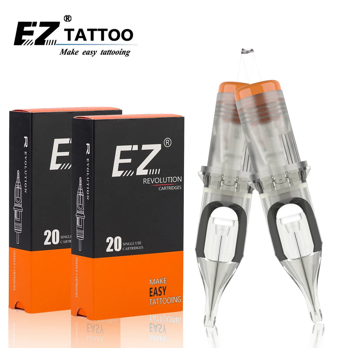 EZ Revolution Cartridge Tattoo Needles Round Shader #12 0.35mm for Rotary Cartridge Tattoo Machines Pen  Grips 20pcs /lot