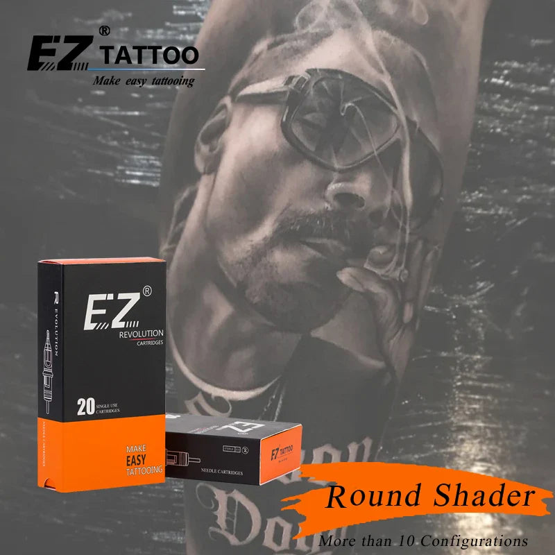 EZ Revolution Cartridge Tattoo Needles Round Shader #12 0.35mm for Rotary Cartridge Tattoo Machines Pen  Grips 20pcs /lot