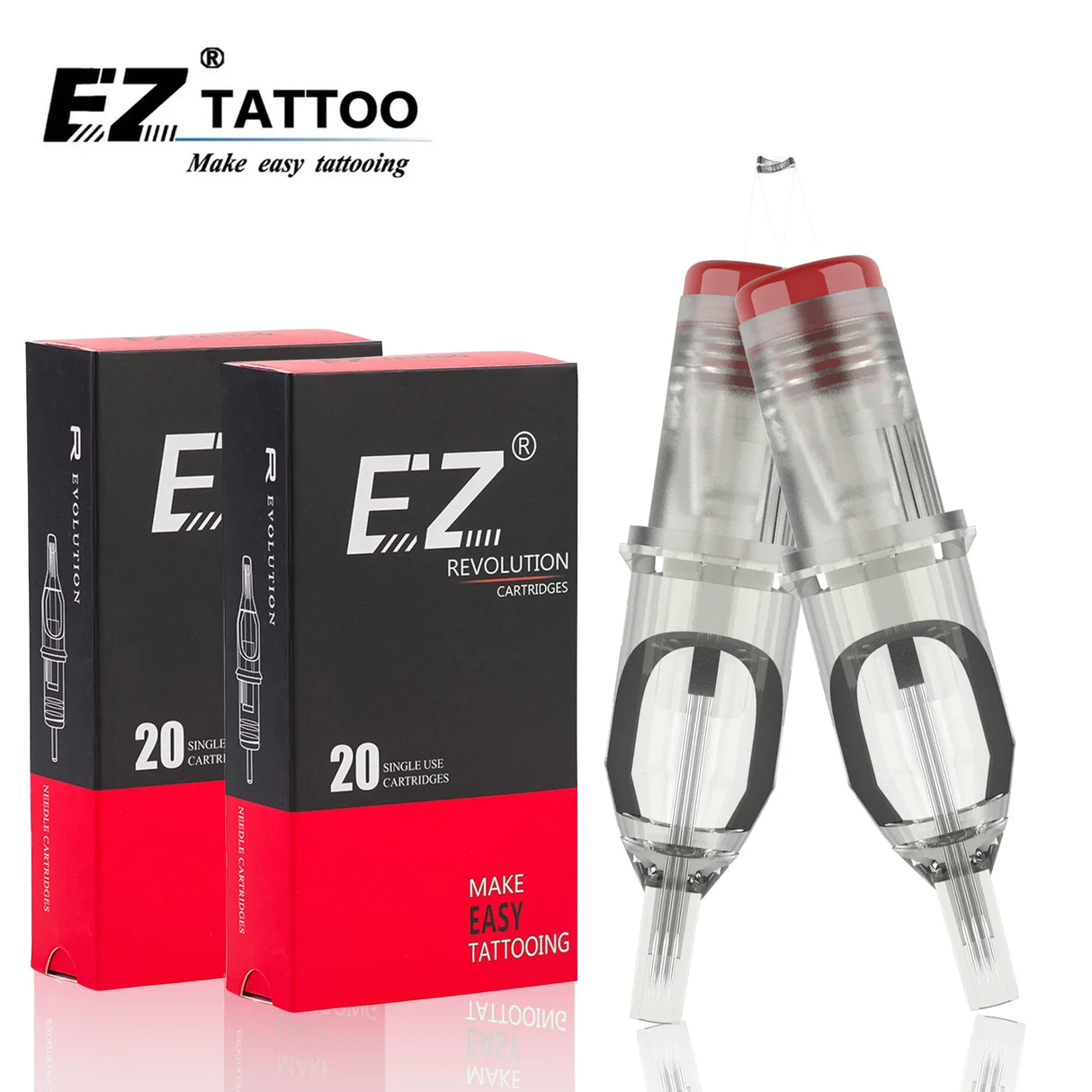 EZ Tattoo Needles Revolution Cartridge Needles Curved (Round) Magnum #10 0.30mm  for system Tattoo Machines and grips20 pcs /box