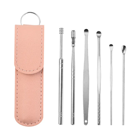 Ear Cleaner Personal Care Curette Ear Pick 6Pcs Stainless Steel Ear Wax Removal tool Ear Cleaning Kit Health Ear Cleaning Tools