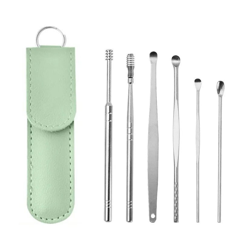 Ear Cleaner Personal Care Curette Ear Pick 6Pcs Stainless Steel Ear Wax Removal tool Ear Cleaning Kit Health Ear Cleaning Tools