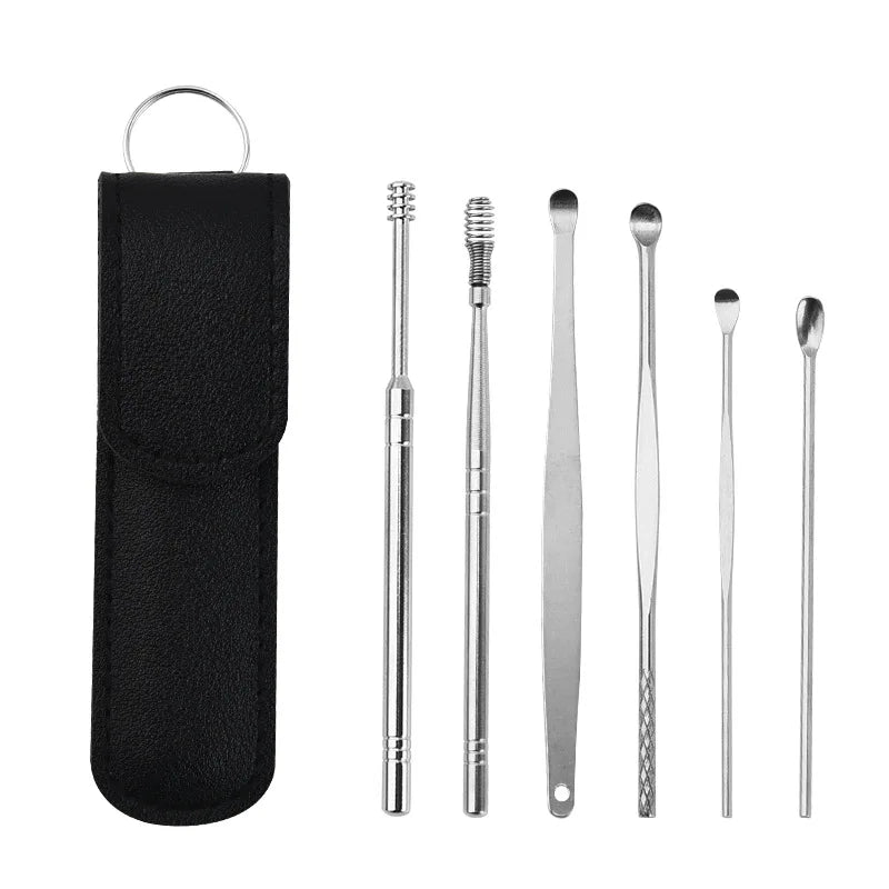 Ear Cleaner Personal Care Curette Ear Pick 6Pcs Stainless Steel Ear Wax Removal tool Ear Cleaning Kit Health Ear Cleaning Tools