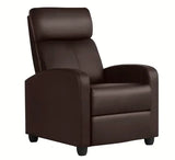 Easyfashion Faux Leather Push Back Theater Recliner, Brown furniture sofa furniture living room sets sofa