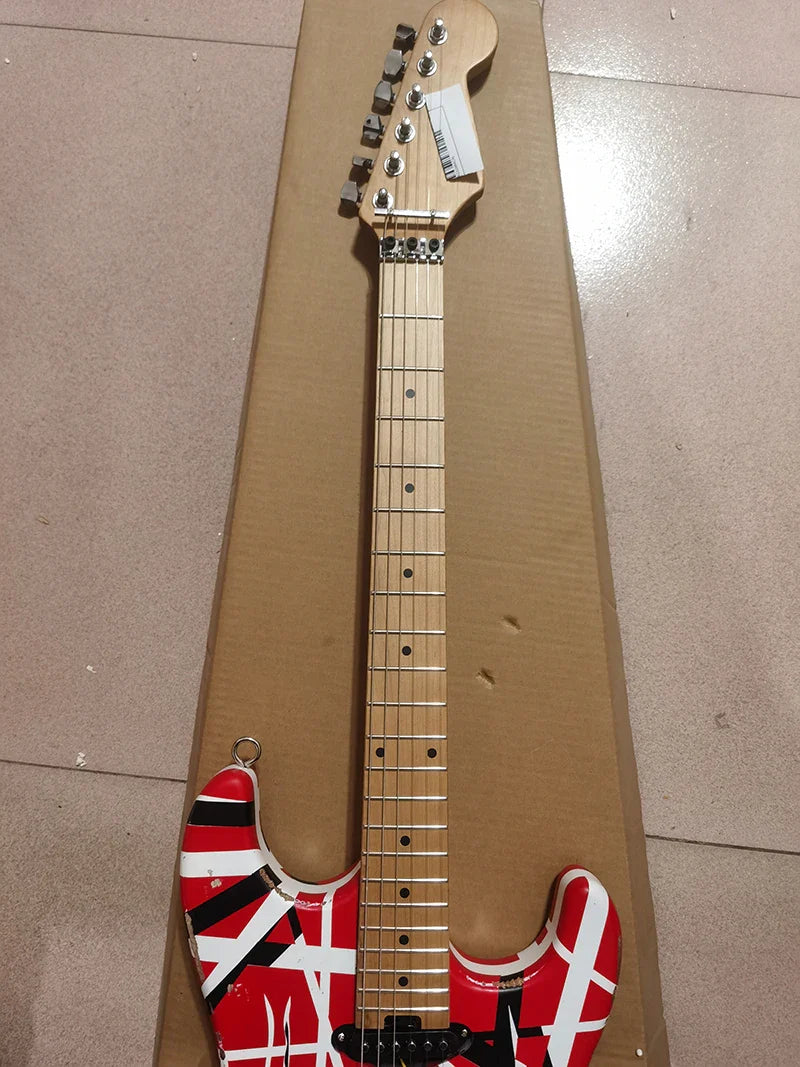 Eddie OEM Van Halen Relic High quality electric guitar, E VH,body inset reflective license plate,  in stock, fast shipping