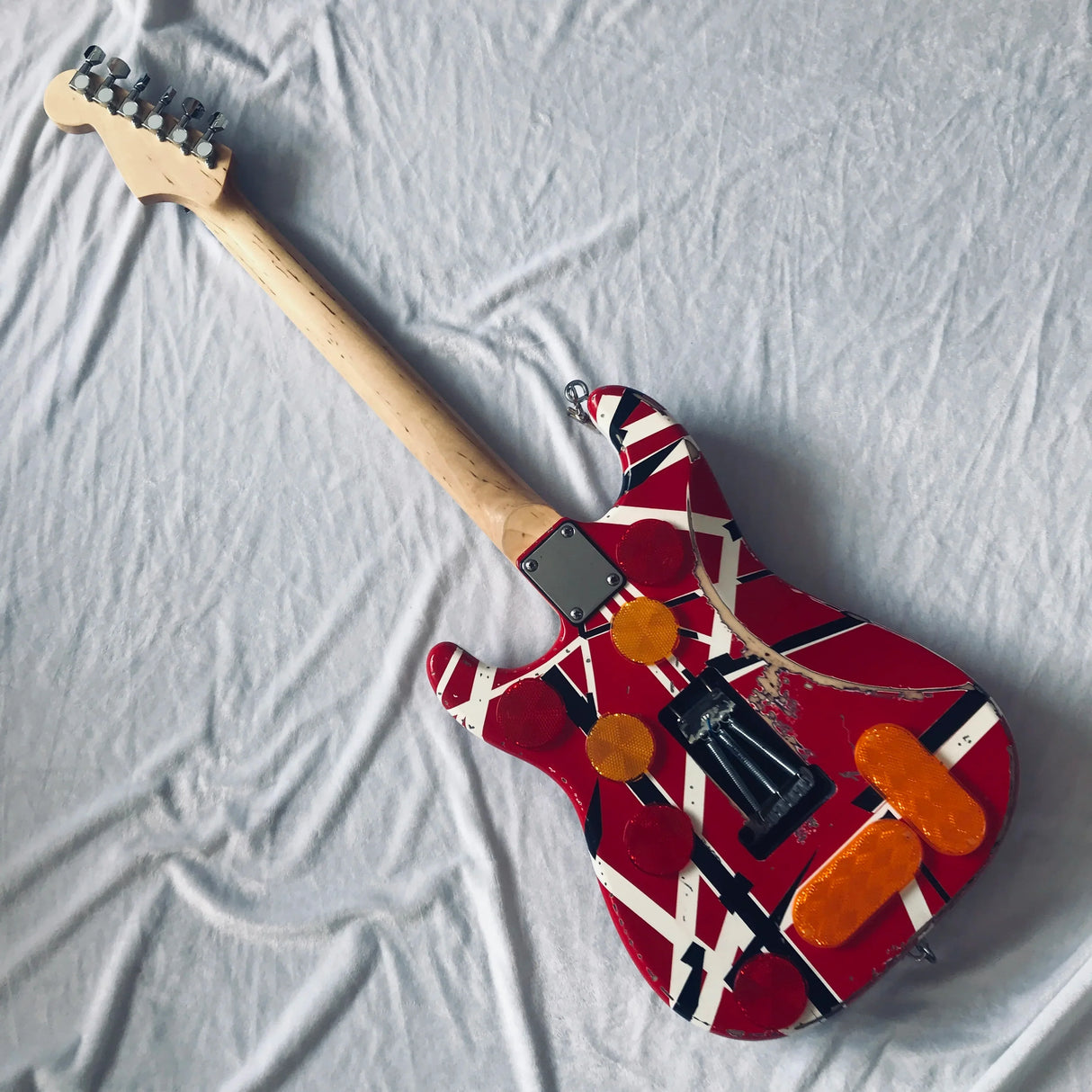 Eddie Van Halen  “Fran-k” Heavy Relic Electric Guitar/Red Body/Decorated With Black And White Stripes/Free Shipping