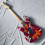 Eddie Van Halen  “Fran-k” Heavy Relic Electric Guitar/Red Body/Decorated With Black And White Stripes/Free Shipping