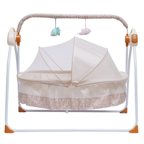 Electric Baby Cradle Auto Swing Rocker Cot Infant Sleeping Bed Swing Crib Kit Timer+Bluetooth Music+Mat+Pillow 5Gears Adjustable