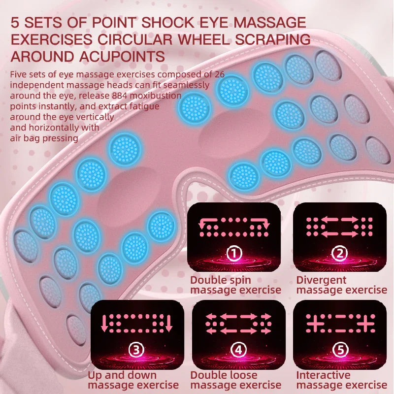 Electric Eye Massager 4D Music Hot Compress Air Bag Pressure Vibration Massage Eye Care Instrument Relief Fatigue Improve Sleep