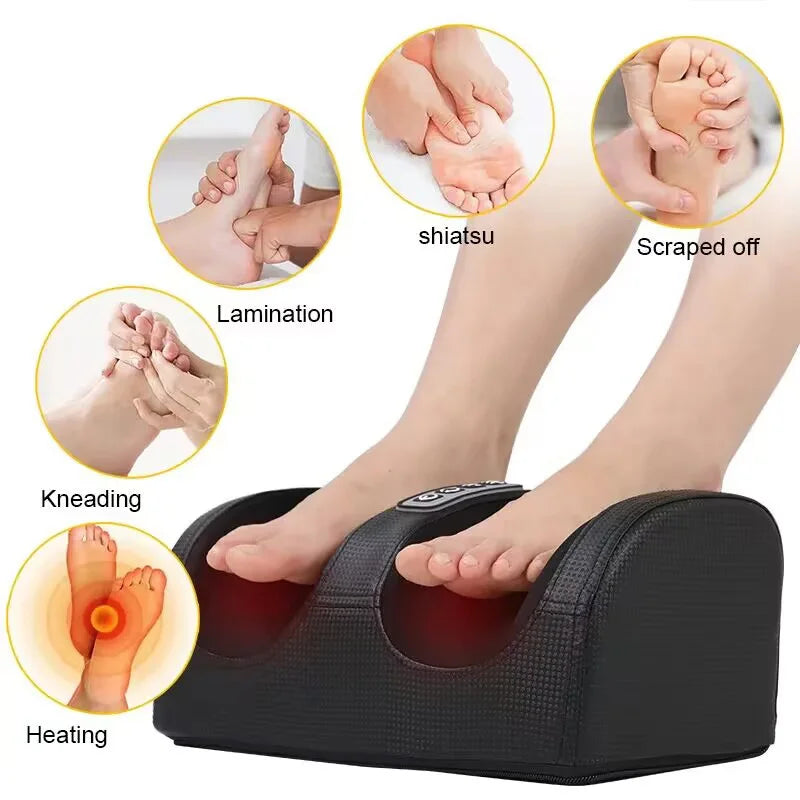 Electric Foot Massage Deep Muscles Shiatsu Therapy Relax Health Care Infrared Heating Body Massager Heat Kneading Roller Salud