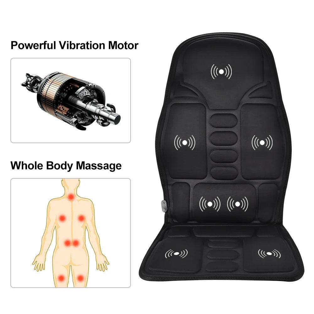 Electric Massage Chair Pad Heating Vibrating Back Massager Chair Cushion Car Home Office Lumbar With Remote Controls