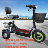 Electric Tricycle 11-Inch 48V 350W 40-50KM Adult Elderly Scooter Folding Mini Three-Wheel moto electrica e-bike electric scooter