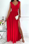 Elegant Long Wedding Bridesmaid Dress For Women Lady Sleeveless Pleated Slit Evening Party Gown High Split Cocktail Prom Dresses