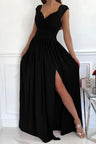 Elegant Long Wedding Bridesmaid Dress For Women Lady Sleeveless Pleated Slit Evening Party Gown High Split Cocktail Prom Dresses