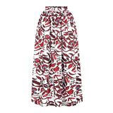 Elegant Women Two Piece Set Dress Sexy Slash-neck Sleeveless Blouse Top +High Slit Skirt Vintage Africa National Print Lady Suit