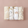 Elinfant 4PCS Gift Set Popular Digital Print Bamboo Cotton Muslin Swaddle Blankets 120*110cm Newborn Baby Bath Towel Wrap