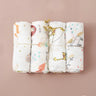 Elinfant 4PCS Gift Set Popular Digital Print Bamboo Cotton Muslin Swaddle Blankets 120*110cm Newborn Baby Bath Towel Wrap