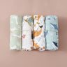 Elinfant Rainbow Color 100% Cotton 4PCS Gift Set Popular Muslin Swaddle Blankets Bamboo Cotton Newborn Baby Bath Towel Wrap
