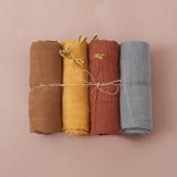 Elinfant Rainbow Color 100% Cotton 4PCS Gift Set Popular Muslin Swaddle Blankets Bamboo Cotton Newborn Baby Bath Towel Wrap